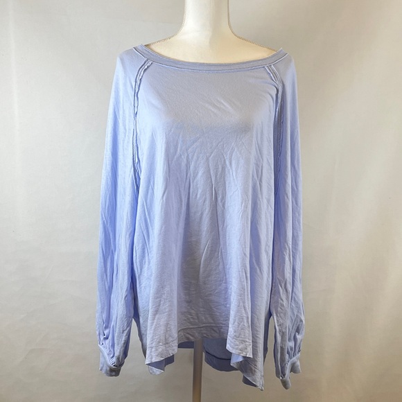 Free People Movement Tee Corsican Long Sleeve Over Sized Raw Seams T-Shirt S - Picture 1 of 8
